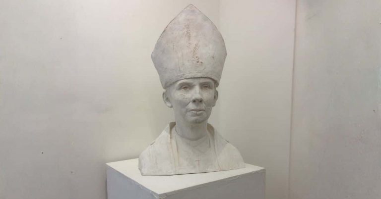 Clay Sculpture of Bishop Libby Lane. Portrait bust.